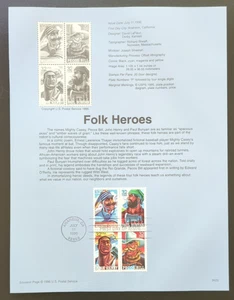 32c Folk Heroes 1996 página de recuerdo Scott # 3083-3086 SP1211 - Imagen 1 de 1
