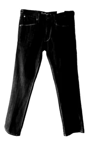 BLACK STRAIGHT LEG RING SPUN DENIM SIZE 32/33.5 inch LONG NEW WITH TAG - Picture 1 of 17