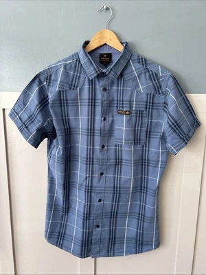 Bench Size Large Men’s Blue Check Shirt Sleeve Button Up Cotton Summer Shirt - Image 1 of 4