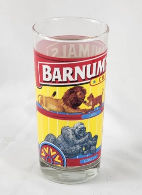 Anchor Hocking 1 Barnum Animal Crackers Drinking Glass 14 oz Tumbler Vtg 1990's