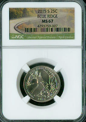 2015 S BLUE RIDGE PARKS QUARTER NGC MS67 PQ  . - Image 1 of 4