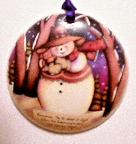 DARLING DREAMY SNOWMAN SCENE ROUND BASKET TIE ON-NEW-SHOP UNIQUE ITEMS TODAY Cover