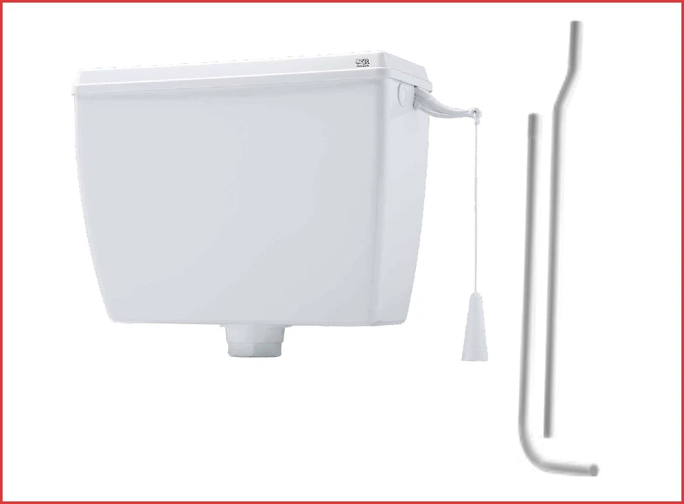 cassetta di scarico wc esterna alta con tubo sciacquone bagno water catenella - Immagine 1 di 3