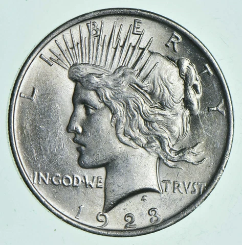 (1) AU $1 1923 Peace Silver Dollars Dripping w luster Almost Unc 90% Bulk & Save Cover