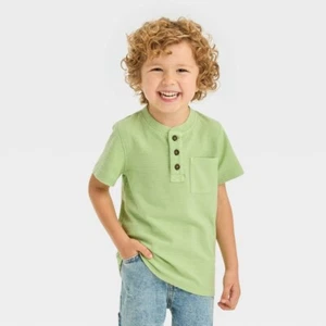 NWT Toddler Boys' Short Sleeve Henley T-Shirt - Cat & Jack™ Green 5T - Picture 1 of 1
