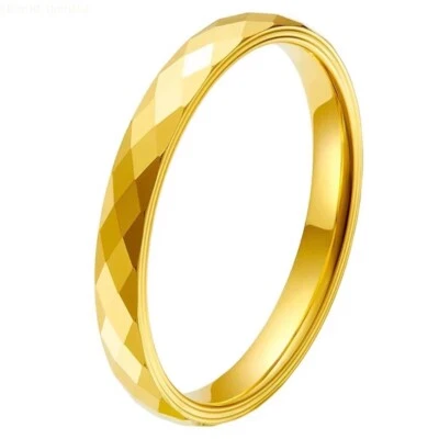 Pure 999 24K Yellow Gold Lucky Shiny Carved Rings Men Women US Size 4/5/6/7/8/9 - Image 1 of 4