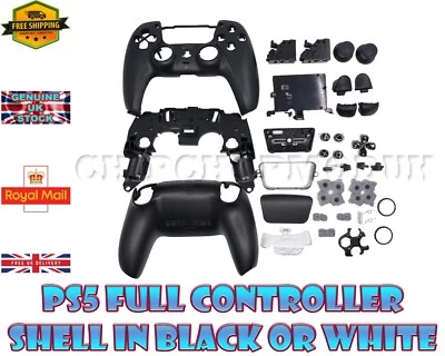 PS5 FULL CONTROLLER HOUSING SHELL BDM-010 BDM-020 BDM-030 BLACK OR WHITE - Image 1 of 4