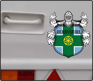 Derbyshire County Arms Shield Caravan Decal Sticker Motor Boat Motorhome Camper - Picture 1 of 1