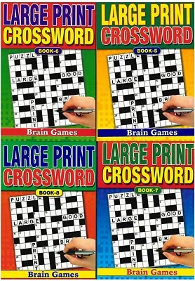 4x A5 Adult Crossword Puzzle Books LARGE PRINT 75 per Book Cross Word Brain Game - Image 1 of 4