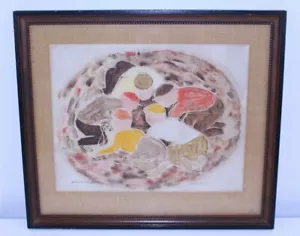 De colección Lucille Bush Where Did It Go Dibujo Enmarcado Arte Mate Abstracto Habitación Infantil NY - Imagen 1 de 12