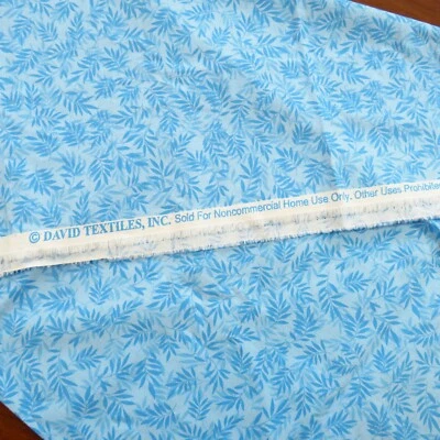 Blue Leaf Print Fabric Quilting Cotton David Textiles 31x44 - Image 1 of 4