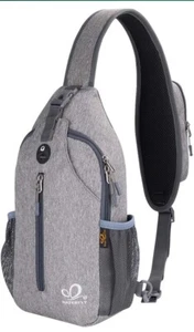 WATERFLY Grau Crossbody Sling Rucksack Sling Bag Reise Wandern Brusttasche Daypack - Bild 1 von 10