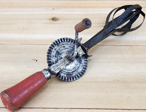 Antique Hand Crank Egg Beater Mixer Wooden Handle Ecko  - Picture 1 of 7