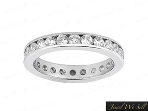 1.30Ct Round Diamond Classic Channel Set Eternity Wedding Band Ring Platinum SI1 - Picture 1 of 3