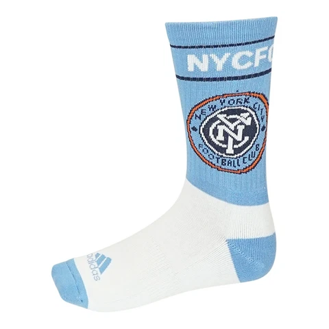 New York City FC MLS adidas Men's White/Sky Blue Crew Socks Cover