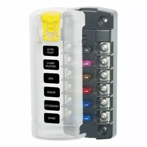 Blue Sea Fuse Block ST Blade 6 Circuito Independiente con Cubierta Barco Marine J95 - Imagen 1 de 1