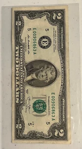 2013 $2 Dollar Bill with LOW serial number - E00906863A - Picture 1 of 2