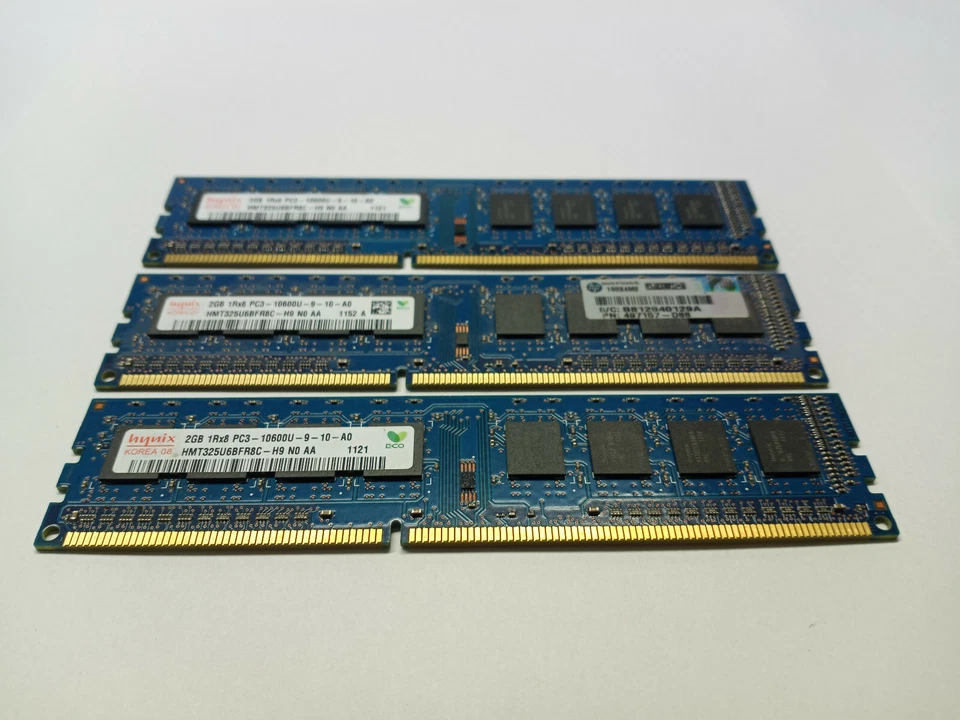 Hynix Ram PC3 10600 HMT325U6BFR8C 3 x 2gb Sticks Memory 1RX8 - Image 1 of 4