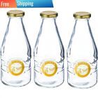 3x Kilner Twist Top Clear Glass Milk Juice Drink Storage Bottle - 1 Pint / 568ml
