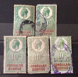 *OFERTA ESPECIAL* GB KGV SERVICIO CONSULAR 5x10/- Bonito😊set - Imagen 1 de 1