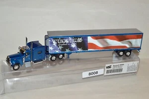 HO 1/87 scale Ton WESTERN USA FLAG Peterbilt tractor w/ 53' reefer trailer truck - Imagen 1 de 1