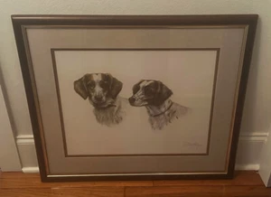 LEON DANCHIN Framed Pencil Signed HUNTING DOGS Sporting Art Lithograph - Picture 1 of 6