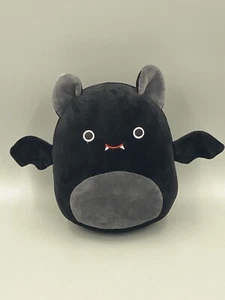 Peluche chauve-souris noire 8" avec ventre gris visage écrasé sans étiquette - Photo 1/6