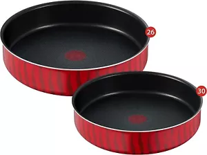 Tefal Tempo Flame Round Oven Tray Set 26, 30 cm Red Coated In France Non Stick - Picture 1 of 5