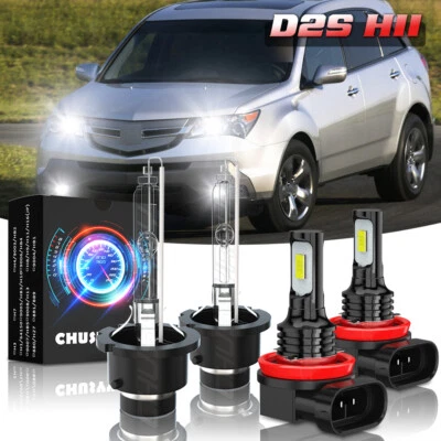 Комплект противотуманных фар для Acura MDX 2007-2011 2012 2013 ксеноновые 4x светодиодные лампы высокий/низкий уровень - Изображение 1 из 4