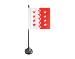 Tischflagge Schweiz Kanton Wallis wallisische Tischfahne 12x12cm - Foto 1 di 1
