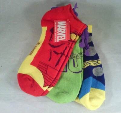 Marvel Iron Man / The Hulk / Thor- NWT Women`s 3 Pair Low Rise Socks Size 9-11 - Image 1 of 4