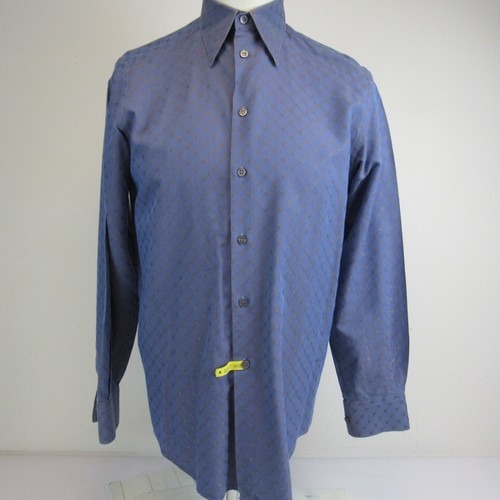 Camicia abito classico Versace da uomo taglia 37 14 5 manica lunga blu oro abbottonato