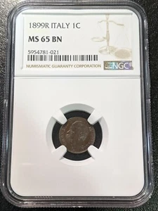 1899 R MS65 BN Italy Centesimo Vittorio Umberto I Rome NGC KM 29 UNC  - Picture 1 of 4