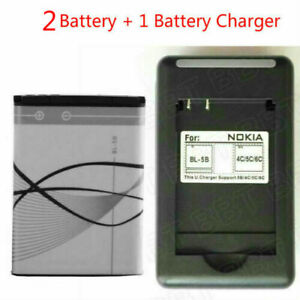 New For Nokia BL-5B 5300 3220 5070 6020 6120 5070 6070 2 Battery+1 charger