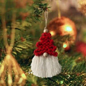 Macrame Handwoven Christmas Tree Pendant Christmas Tree Tassel Pendant Home - Picture 1 of 9