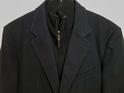 Chaqueta Zara Hombre Mezcla Lana + Mezcla Algodón Talla L Extraíble Suéter Sección Negra Foto 1 de 4