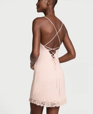 Vestido feminino Victoria Secret com nervuras modal e renda decote em V costas cruzadas XS sexy - Imagem 1 de 4