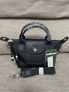 LONGCHAMP Le Pliage Energy XS Mini Shoulder Bag Handbag Leather Black Nylon New - Picture 1 of 12