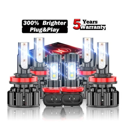 For Ford Ranger 2021 2022 2023 6x LED Headlight Hi/Lo beam + Fog Light Bulbs kit - Image 1 of 4