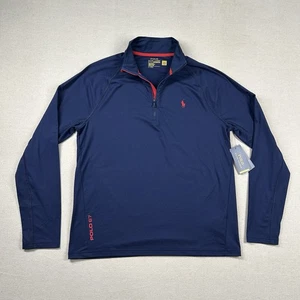 Polo Ralph Lauren Sweater Mens M 1/4 Zip Performance 67 Stretch Golf Preppy Navy - Picture 1 of 9