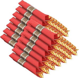 Nervure 400PCS Pre Rolled Gold Plastic Silverware Sets - Heavy Duty Red  - Picture 1 of 9