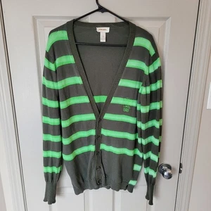 $350 Designer Rare DIESEL Men's Green Stripped Button Up Knit Sweater Cardigan M - Picture 1 of 4