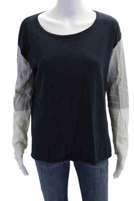 Suéter Pullover Vince Mujer Mangas Largas Azul Marino Gris Algodón Talla Pequeña Foto 1 de 4