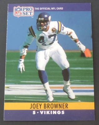 1990 PRO SET FACT CINCINNATI JOEY BROWNER CARD #186 EXTREMELY RARE VIKINGS - Image 1 of 2