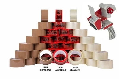 THOSCH Klebeband 66m leise Packband Paketband Paketklebeband Paketklebebänder Abroller