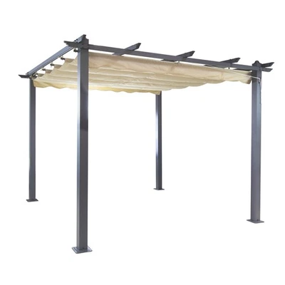 Alu Pergola Sonnenschutz Überdachung "Freiburg" beige mit Sonnendach 296x296 cm - Bild 1 von 4