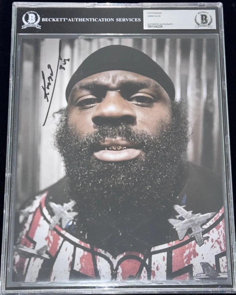 Kimbo Slice "UFC MMA Street Fighter GOAT" Firmado 8x10 Auto Foto BAS Beckett BGS Foto 1 de 4