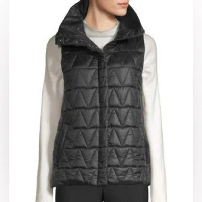 Chaleco Eileen Fisher Talla XXS Negro Chevron Acolchado Frontal a Presión Foto 1 de 4