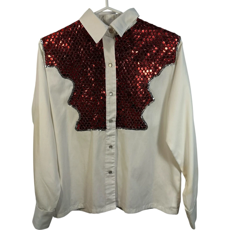 De Colección Hecha a Mano Rodeo Queen Western Pearl Camisa a Presión Mujer Lentejuelas Vaquera Ropa de Show Foto 1 de 4