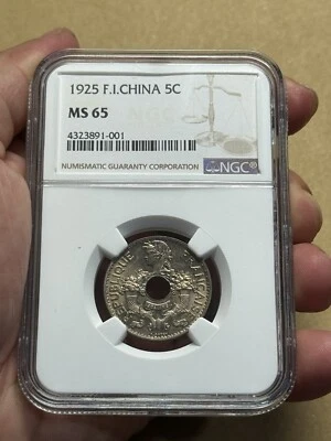 5 Cents France Indochine Indochina Coins 1925 NGC MS-65 Vintage_LDP Shop. - Image 1 of 4